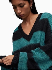 AllSaints Black Speak Sparkle Lou V-Neck Jumper - Image 5 of 6