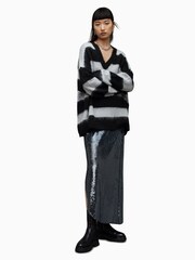 AllSaints Black/Grey Speak Sparkle Lou V-Neck Jumper - Image 5 of 8