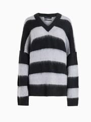 AllSaints Black/Grey Speak Sparkle Lou V-Neck Jumper - Image 8 of 8