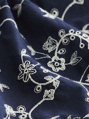 Navy Blue 100% Cotton Embroidered Texture Short Sleeve Shirt - Image 8 of 8