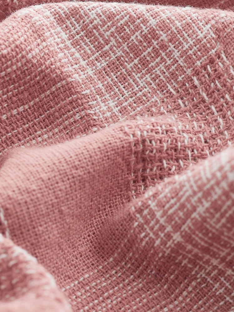 Pink - Strukturiertes, kurzärmliges, kariertes Hemd mit kubanischem Kragen aus 100 % Baumwolle - Bild 8 von 8