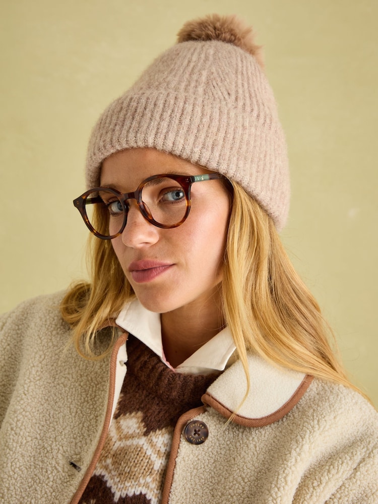 Joules Effie Camel Knitted Bobble Hat - Image 1 of 6