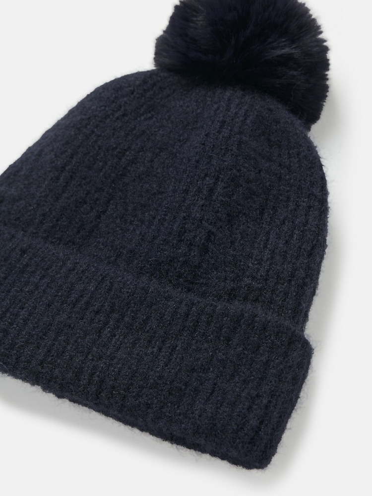 Joules Effie Navy Knitted Bobble Hat - Image 6 of 7