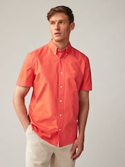 Orange Oxford 100% Cotton Short Sleeve Shirt - Image 1 of 6