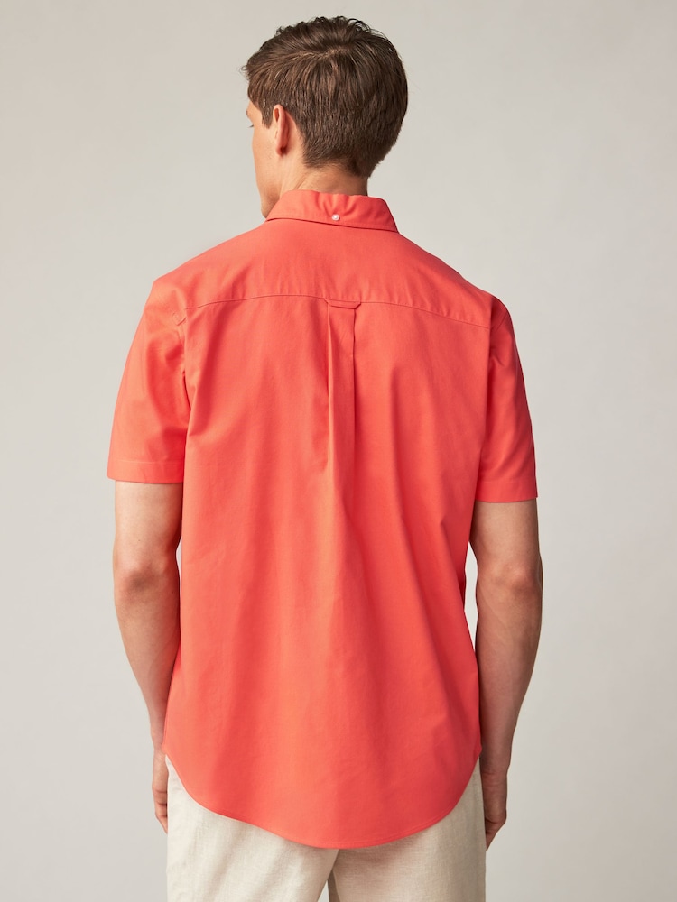 Orange Oxford 100% Cotton Short Sleeve Shirt - Image 2 of 6