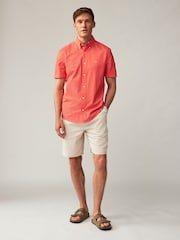 Orange Oxford 100% Cotton Short Sleeve Shirt - Image 3 of 6