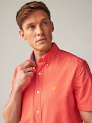 Orange Oxford 100% Cotton Short Sleeve Shirt - Image 4 of 6