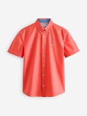 Orange Oxford 100% Cotton Short Sleeve Shirt - Image 5 of 6