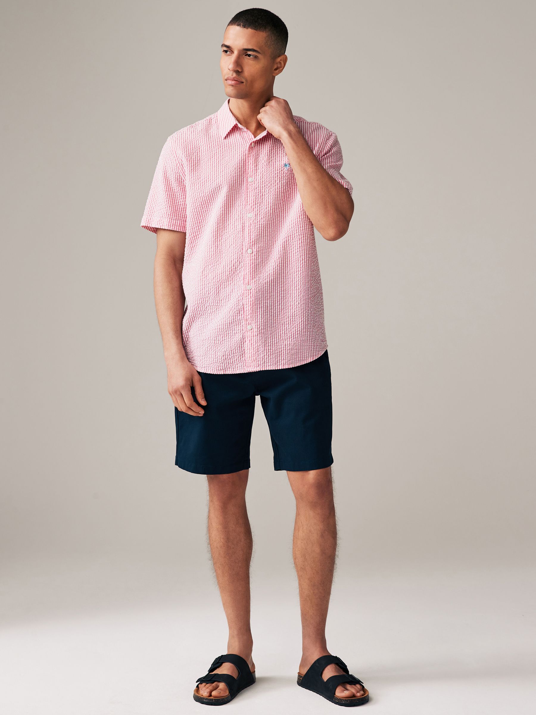 Buy Pink Stripe Seersucker Short Sleeve 100% Cotton Shirt from Next  Luxembourg