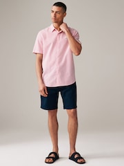 Pink Stripe Seersucker Short Sleeve 100% Cotton Shirt - Image 2 of 8