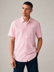 Pink Stripe Seersucker Short Sleeve 100% Cotton Shirt - Image 3 of 8