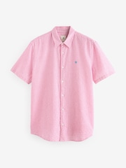 Pink Stripe Seersucker Short Sleeve 100% Cotton Shirt - Image 5 of 8