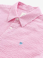 Pink Stripe Seersucker Short Sleeve 100% Cotton Shirt - Image 6 of 8