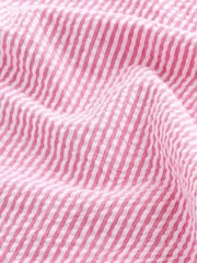 Pink Stripe Seersucker Short Sleeve 100% Cotton Shirt - Image 7 of 8