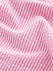 Pink Stripe Seersucker Short Sleeve 100% Cotton Shirt - Image 8 of 8