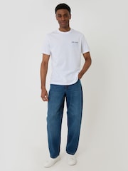 Threadbare White Noodle Bowl Cotton Crew Neck T-Shirt - Image 3 of 4
