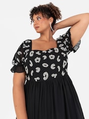 Lovedrobe Black Square Neck Animal Embellished Midaxi Dress - Image 5 of 7