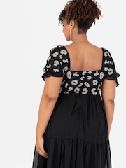 Lovedrobe Black Square Neck Animal Embellished Midaxi Dress - Image 6 of 7