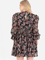 Lovedrobe Frill Front Embroidered Black Mini Dress - Image 5 of 7