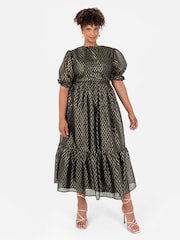 Lovedrobe Zig Zag Tie Back Black Midaxi Dress - Image 1 of 6