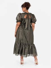 Lovedrobe Zig Zag Tie Back Black Midaxi Dress - Image 3 of 6