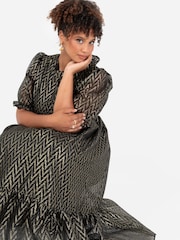 Lovedrobe Zig Zag Tie Back Black Midaxi Dress - Image 4 of 6