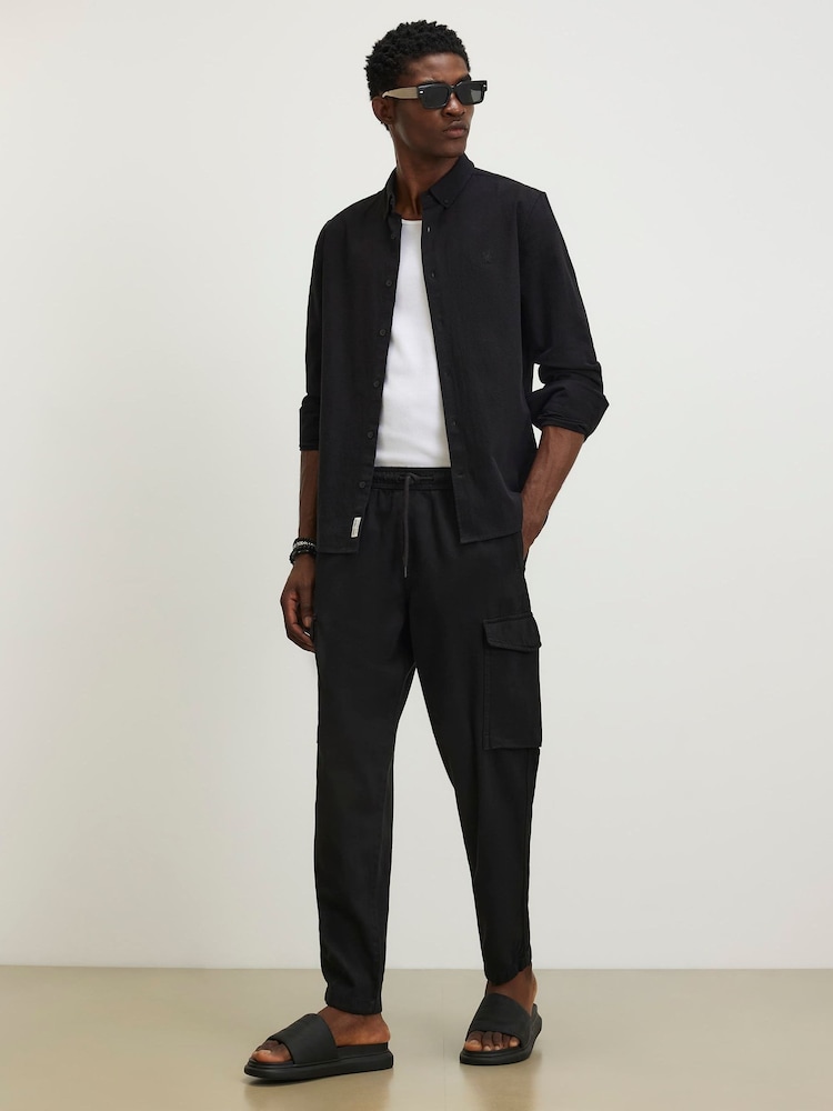 River Island Black Slim Fit Cargo Trousers - Image 1 of 4 River Island Black Slim Fit Cargo Trousers - Image 1 of 4