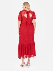 Lovedrobe Red Lace Puff Sleeve Midaxi Dress - Image 3 of 6