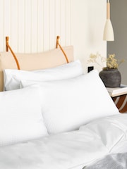 Night Lark Set of 2 White 100% Cotton Waffle Pillowcases - Image 1 of 2