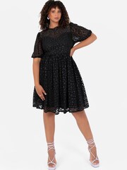 Lovedrobe Animal Print Lace Mini Black Dress - Image 1 of 9