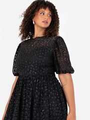 Lovedrobe Animal Print Lace Mini Black Dress - Image 8 of 9