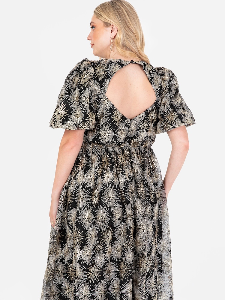 Lovedrobe Sequin Star Black Midi Dress - Image 8 of 8
