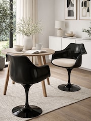 Fusion Living Set of 2 Cream Tulip Armchairs with Bouclé Cushions - Image 1 of 5