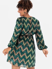 Zig Zag Long Sleeve Mini Dress - Image 3 of 6