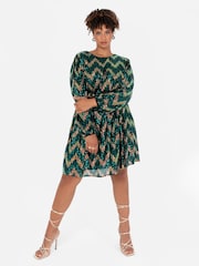 Zig Zag Long Sleeve Mini Dress - Image 4 of 6