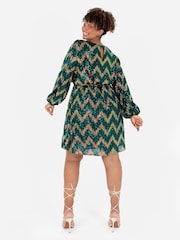 Zig Zag Long Sleeve Mini Dress - Image 6 of 6