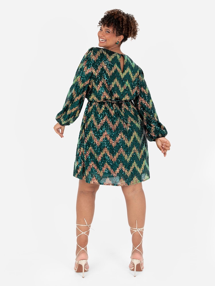 Zig Zag Long Sleeve Mini Dress - Image 6 of 6 Zig Zag Long Sleeve Mini Dress - Image 6 of 6