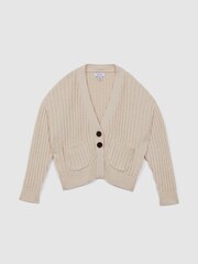 Reiss Ivory Anabelle Teen Relaxed Knitted Cardigan - Image 2 of 6