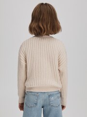 Reiss Ivory Anabelle Teen Relaxed Knitted Cardigan - Image 5 of 6