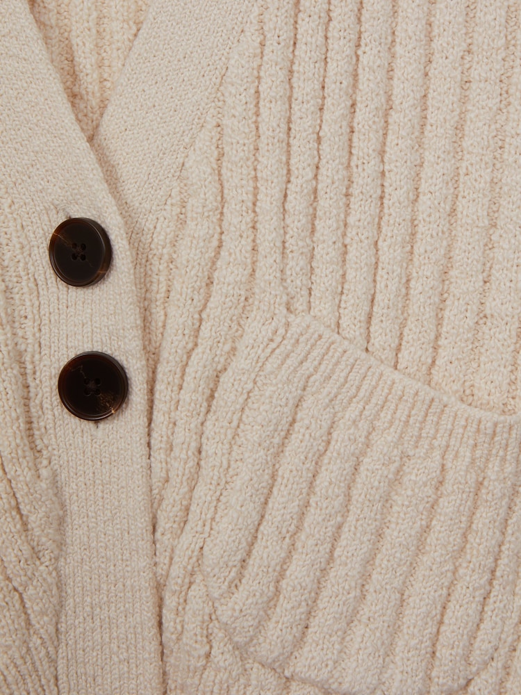 Reiss Ivory Anabelle Teen Relaxed Knitted Cardigan - Image 6 of 6