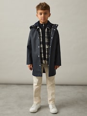 Reiss Navy Eero 3-9 yrs Water Repellent Hooded Coat - Image 1 of 5