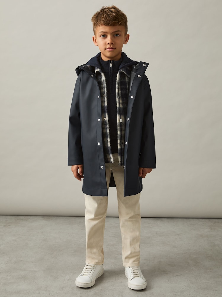 Reiss Navy Eero 3-9 yrs Water Repellent Hooded Coat - Image 1 of 5