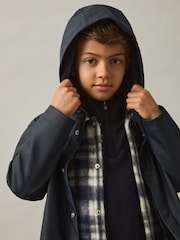 Reiss Navy Eero 3-9 yrs Water Repellent Hooded Coat - Image 3 of 5