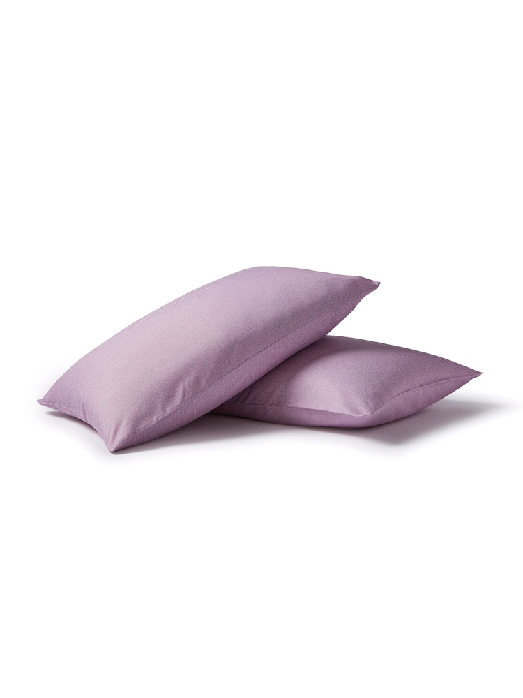 Night Lark Lilac Bloom Set of 2 Linen Plain Dye Pillowcases - Image 2 of 2 Night Lark Lilac Bloom Set of 2 Linen Plain Dye Pillowcases - Image 2 of 2