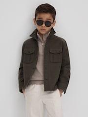 Reiss Wheat Melange Blackhall 13-14 yrs Wool Quarter Zip Jumper - Image 6 of 7