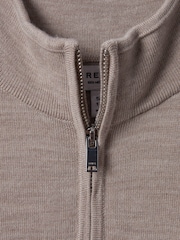 Reiss Wheat Melange Blackhall 13-14 yrs Wool Quarter Zip Jumper - Image 7 of 7
