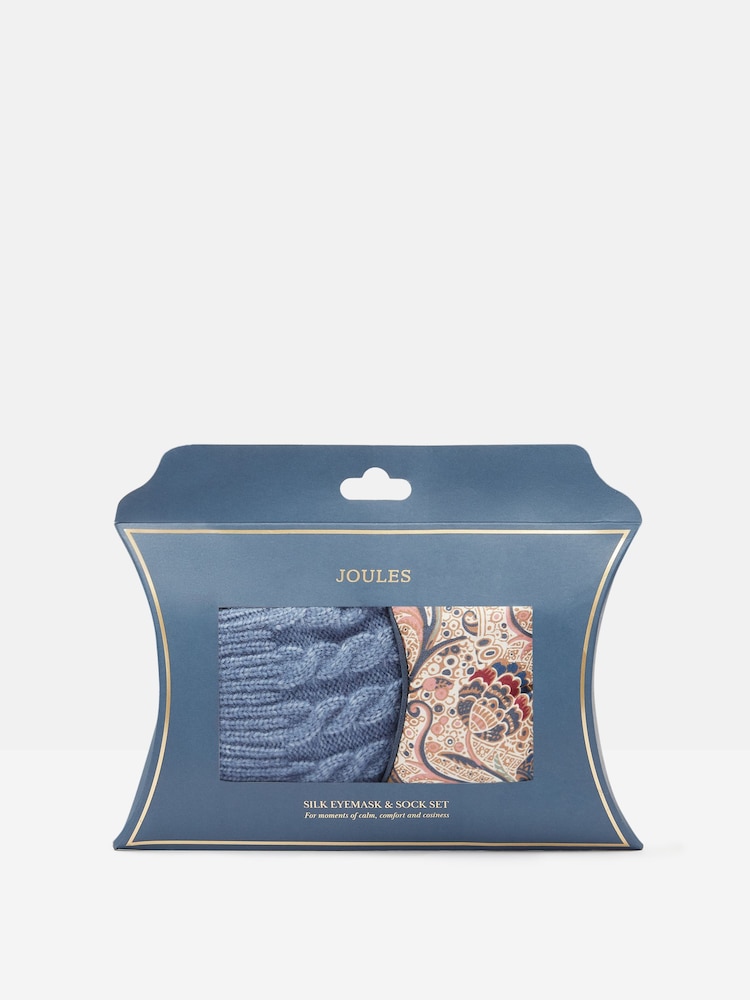 Joules Dreamer Blue Silk Eye Mask and Sock Set - Image 1 of 3