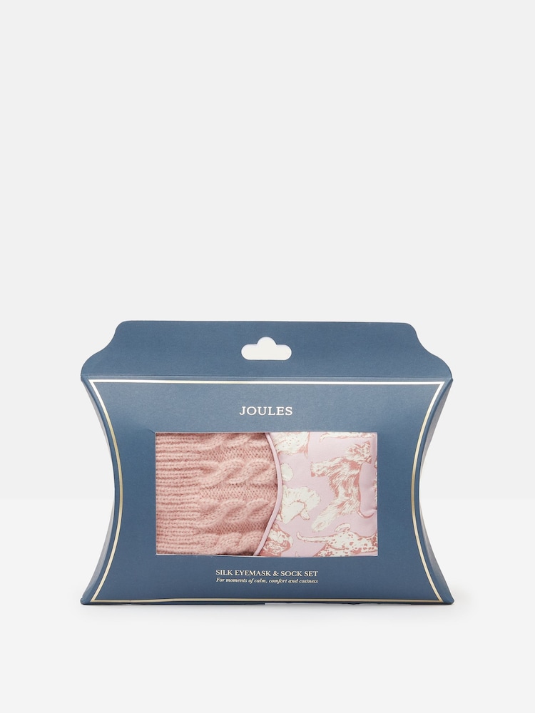 Joules Dreamer Pink Silk Eye Mask and Sock Set - Image 1 of 3