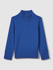 Reiss Lapis Blue Blackhall 13-14 yrs Wool Half-Zip Funnel Neck Jumper - Image 1 of 6