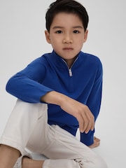 Reiss Lapis Blue Blackhall 13-14 yrs Wool Half-Zip Funnel Neck Jumper - Image 4 of 6